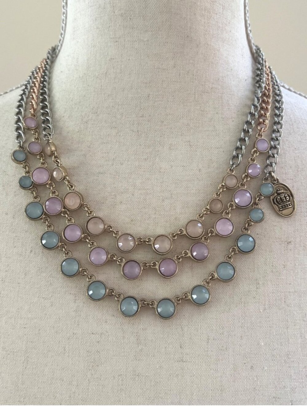 Juicy Couture Multi-Chain Pastel Beaded Statement Necklace 20" With 2.75" Extens